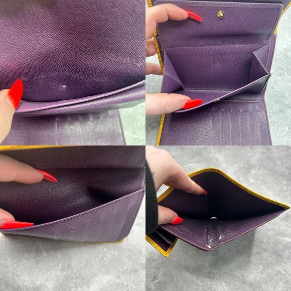 Louis Vuitton Yellow Epi Leather Sarah Trifold Wallet Snap Closure Luxury - Picture 10 of 16